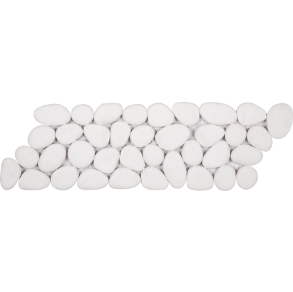 White Reconstituted Pebble Mosaic Interlocking Border - stone tile